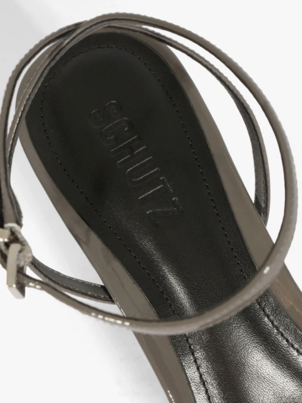 Schutz Siena Curve Mid Patent Sandal (DARK GRAY) - Picture 5 of 10